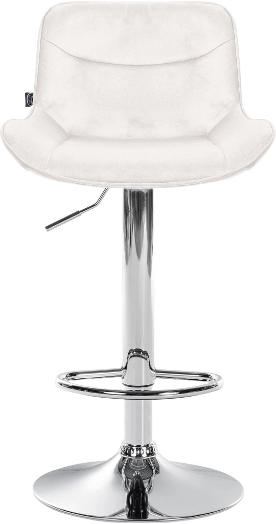 Set di 2 sgabelli da bar Vonore in velluto crema,cromo