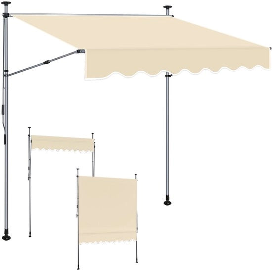 Ombrellone 200 x 150 cm – Tendal a Soffiaccio Manuale - Installazione Facile senza Foratura - Beige