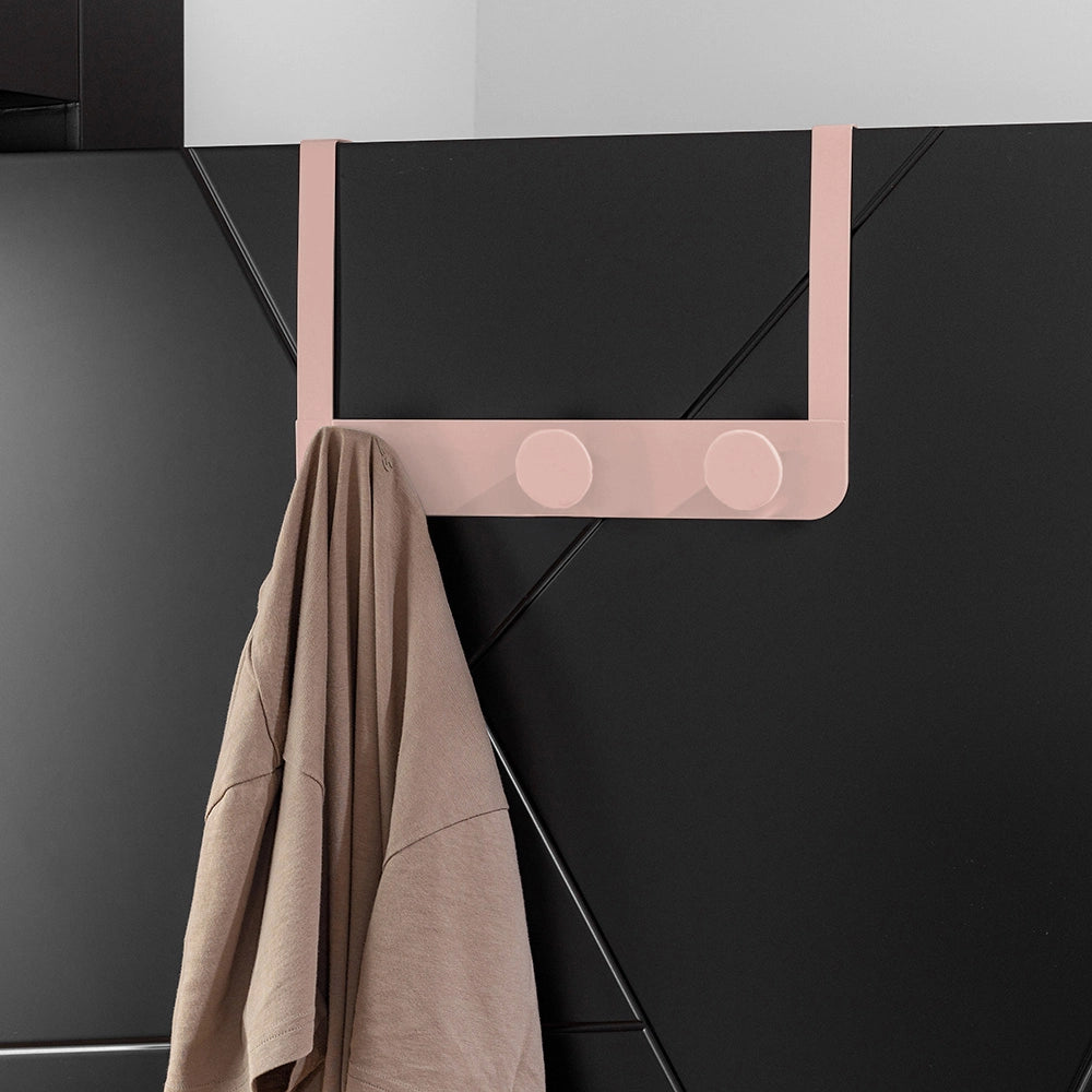 Gancio bagno triplo in acciaio e plastica rosa tondo Fiore
