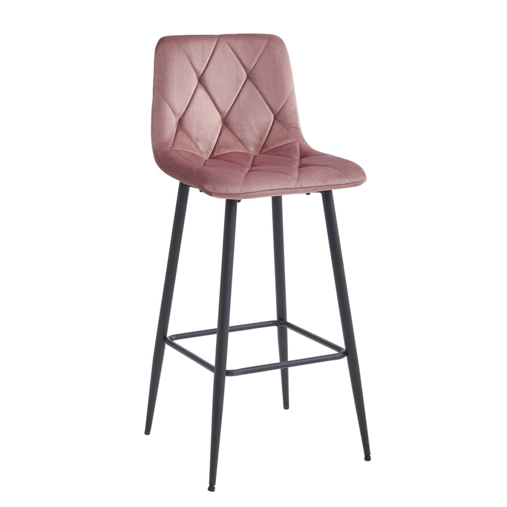 Set di 2 sgabelli da bar Nado in velluto rosa e gambe nere