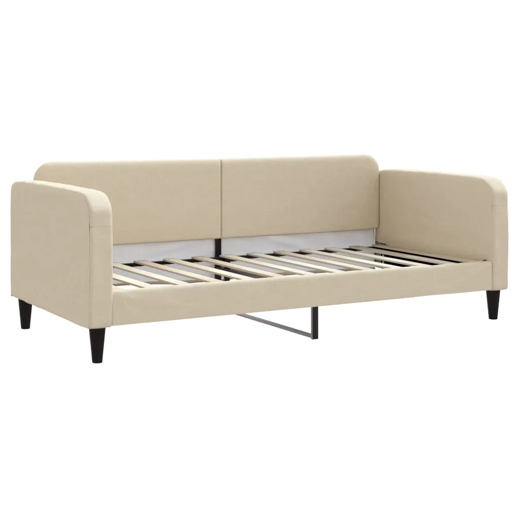 Divano Letto con Letto Estraibile Crema 90x200 cm in Tessuto