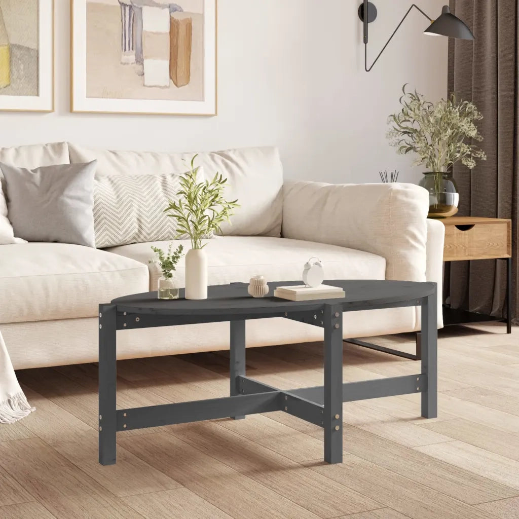 Tavolino da salotto | Tavolino da caff¨¨ | Tavolino da Soggiorno Grigio 118x63x45 cm Legno Massello di Pino