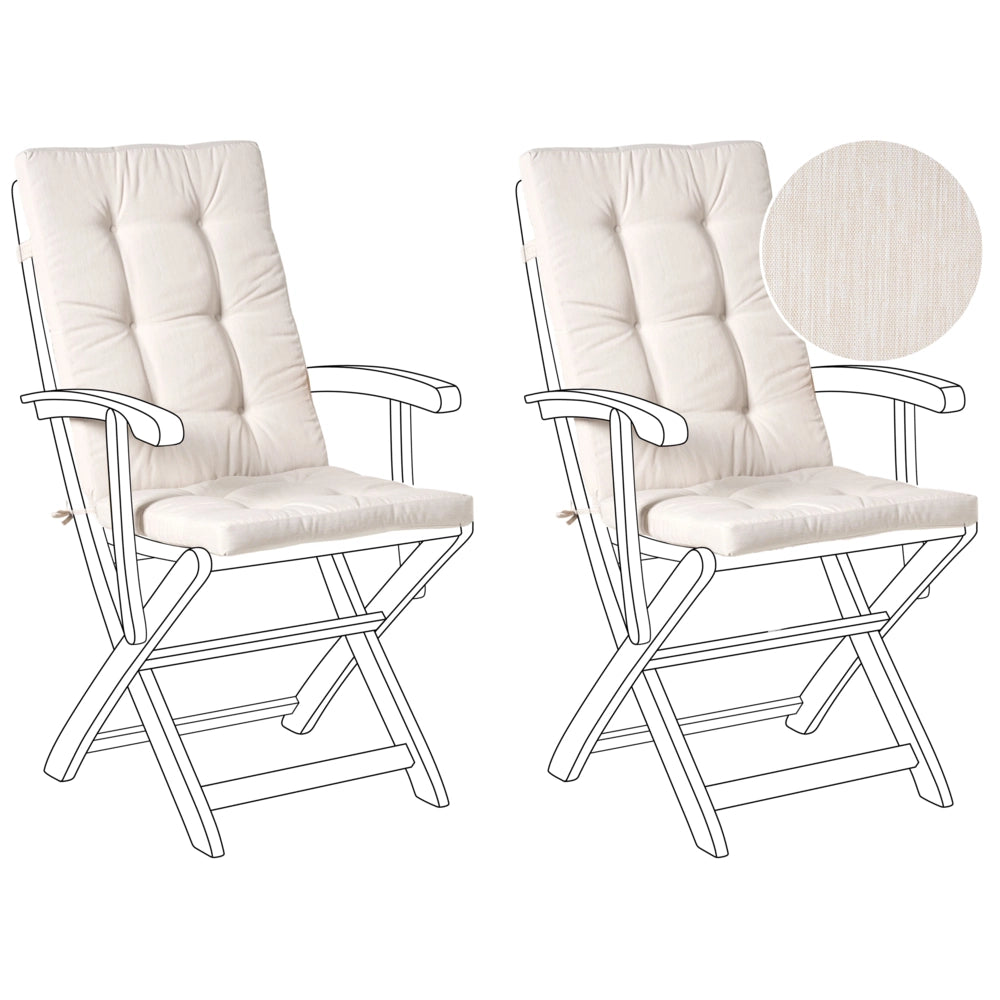 Set di 2 cuscini per sedute e schienale da esterno con lacci beige chiaro stile elegante giardino