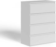 Cassettiera Claus, Bianco, 74 x 99.6 cm con 4 cassetti, per riporre abiti e oggetti di uso quotidiano