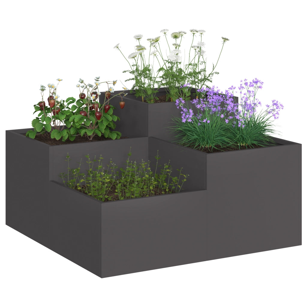 Fioriera da Giardino 100x100x48 cm Acciaio Nero