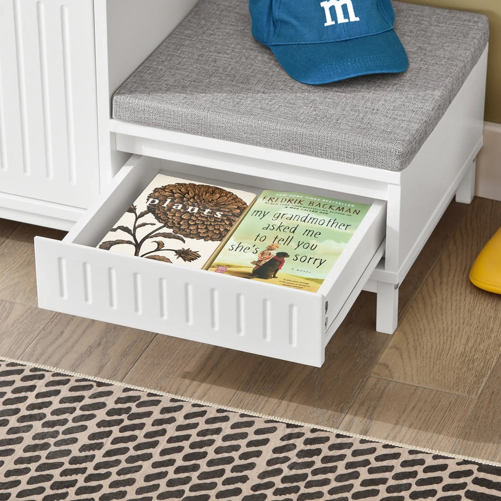 Scarpiera con 2 posti Panca con 1 cassetto Panca per ingresso Scarpiera cassettiera per bambini Bianco 100x35x42cm FSR172-W