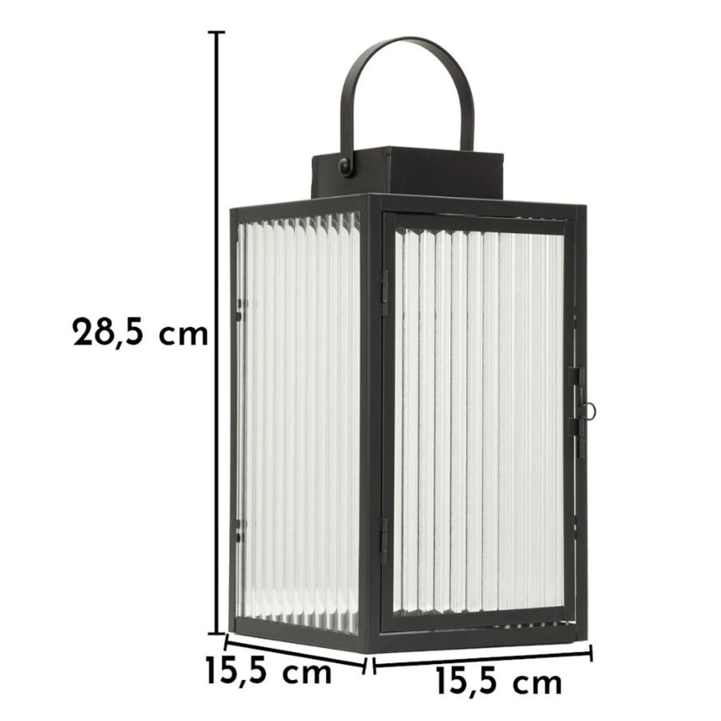 Lanterna Simply in metallo nero e vetro temperato zigrinato