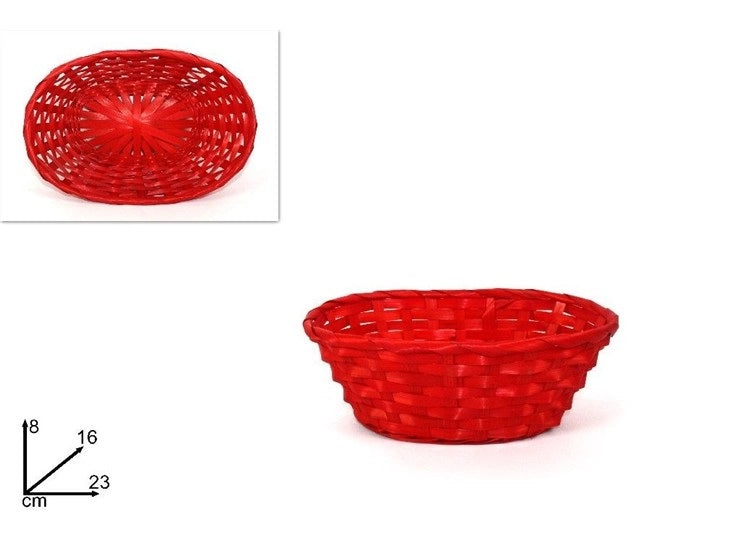 Cestino Pane da Tavola Rosso Intrecciato Ovale 23 cm