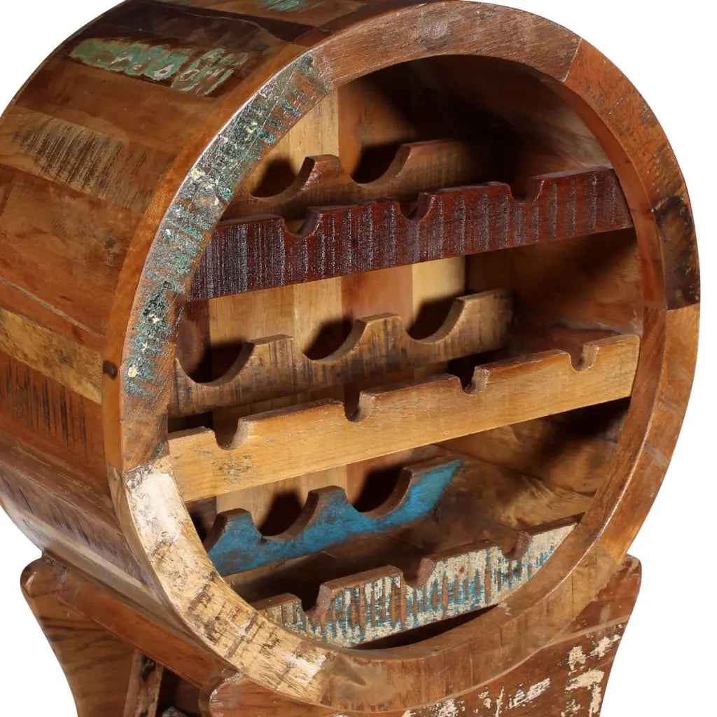 Portavini da 10 Bottiglie in Legno Massello di Recupero 243973