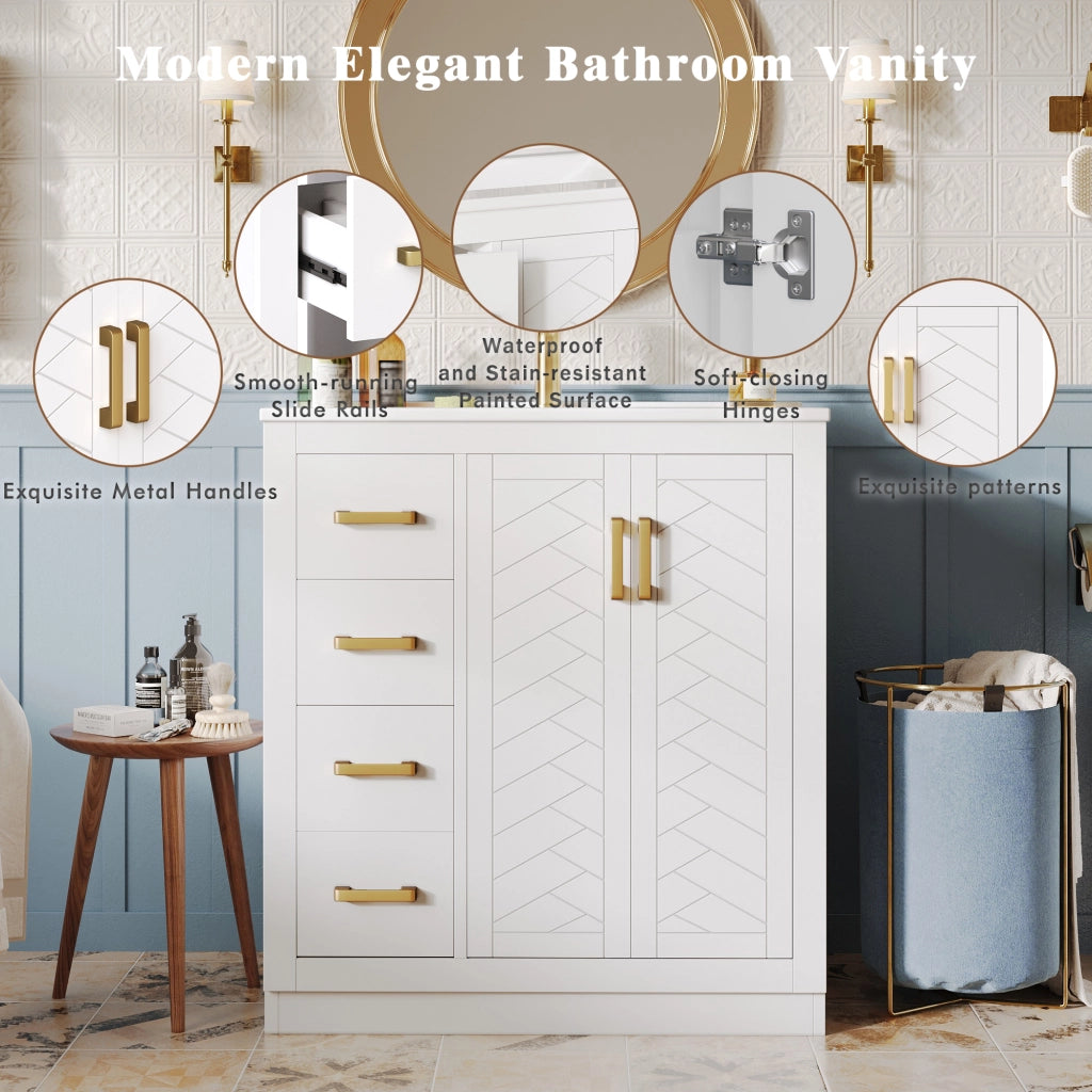 Set di 2 mobili sottolavabo con lavabo in ceramica 2 cassetti 2 ante MDF e metallo bianco 76,5 × 46,5 × 84,5 cm