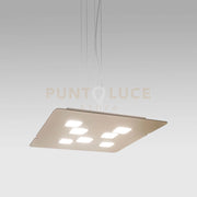 GISELLE S - SOSPENSIONE COLORE TORTORA IN METALLO E ALLUMINIO BIEMISSIONE 10 LUCI ATTACCO GX53