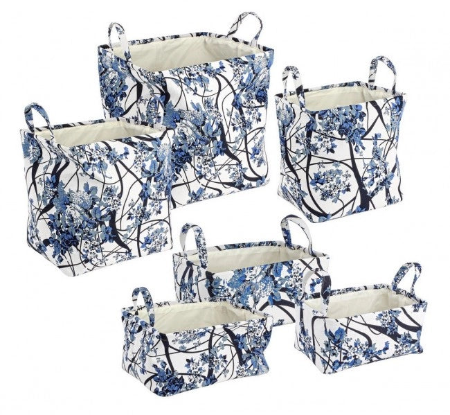Set 2 Portaoggetti Plastica Bianco Blu Moderno da Interno - RALORA