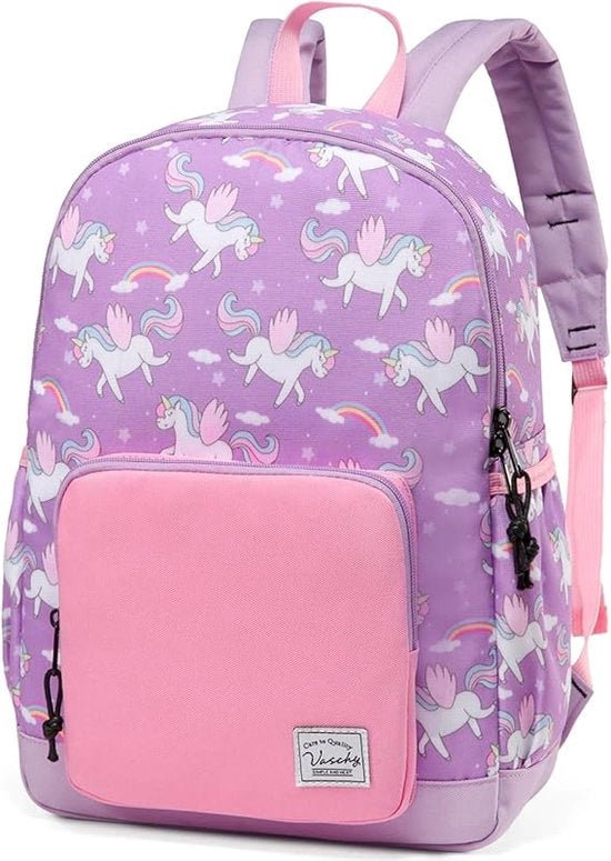 Borsa con unicorn, rosa, molti scomparti, Borsa per laptop, Borsa da scuola per bambini, Borsa da scuola per ragazze, impermeabile all'acqua, cintura regolabile, per ragazze