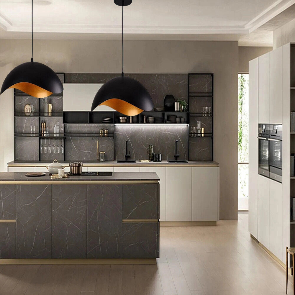 Trade Shop - Lampadario A Sospensione Contemporaneo E27 Lampada Pendente Cucina Isola Soggiorno A23 - Nero