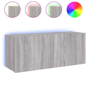 Mobile TV a Parete | Armadietto TV | Mobile Porta TV con Luci LED Grigio Sonoma 100x35x41 cm