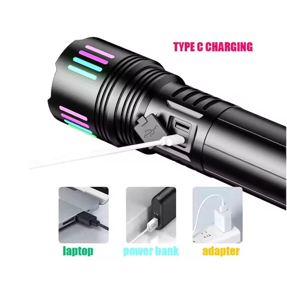 Trade Shop - Torcia In Lega Di Alluminio Luce Potente Led Elettrica Portatile Ricaricabile Zoom L660 -