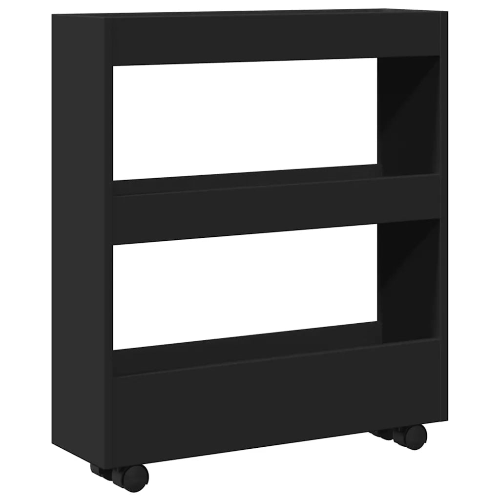Carrello Portaoggetti Stretto a 3 Livelli Nero in Truciolato 855242