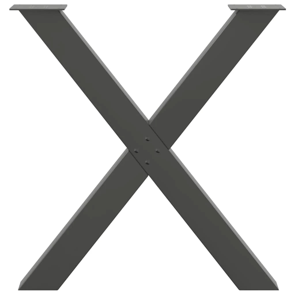 Set di 3 gambe per tavolo da pranzo a forma di X 80 x 73 cm struttura robusta design moderno in acciaio antracite 02_0057264