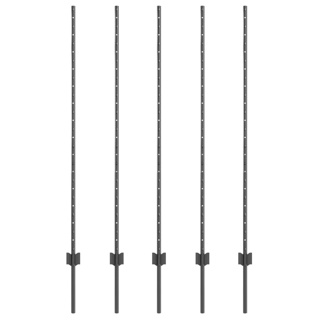 Posti per Recinzione 10 pz Canale a U Grigio 140 cm Acciaio