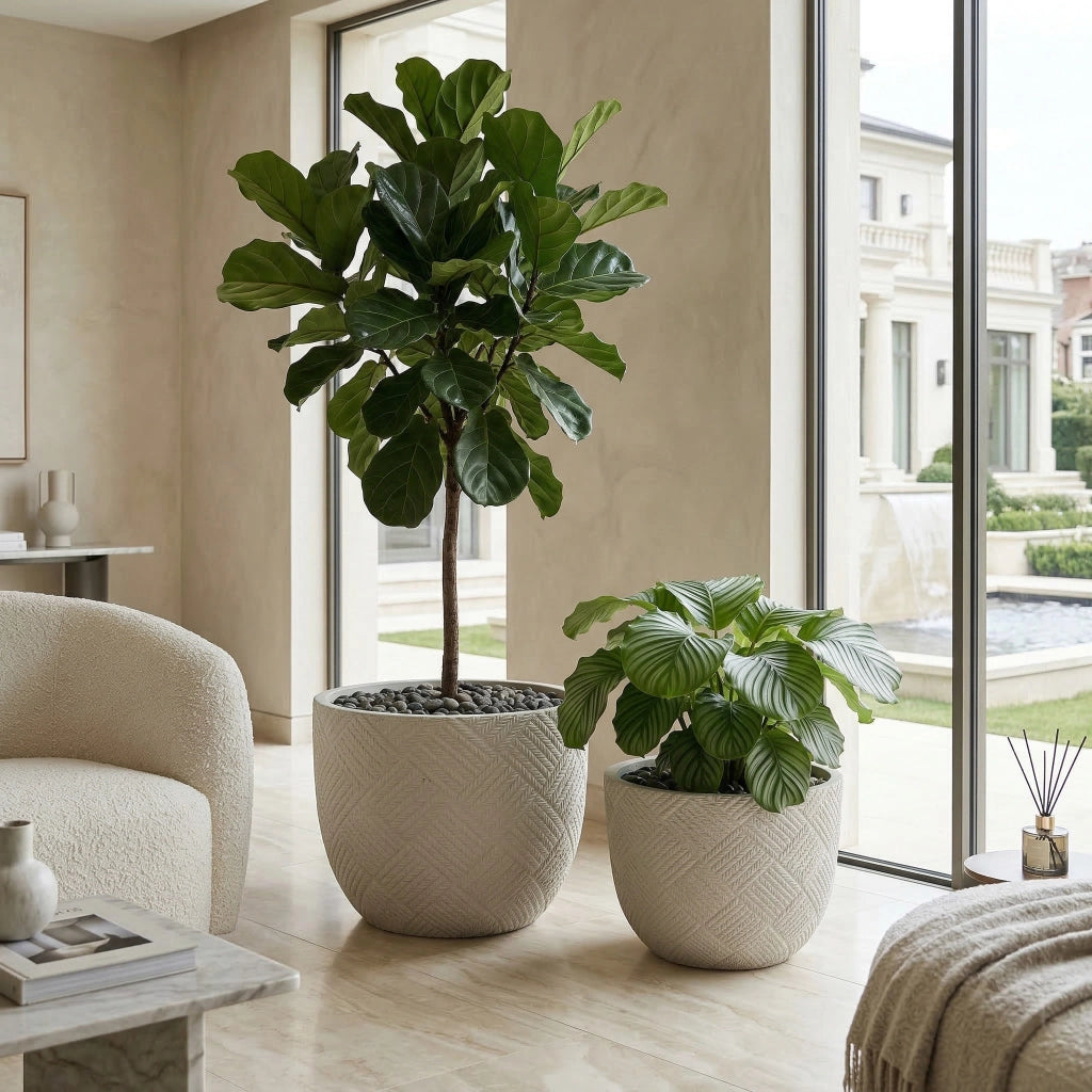 Fioriera a più livelli con fori di drenaggio dal design moderno in magnesio ossido per interni ed esterni grigio 57 × 57 × 47 cm