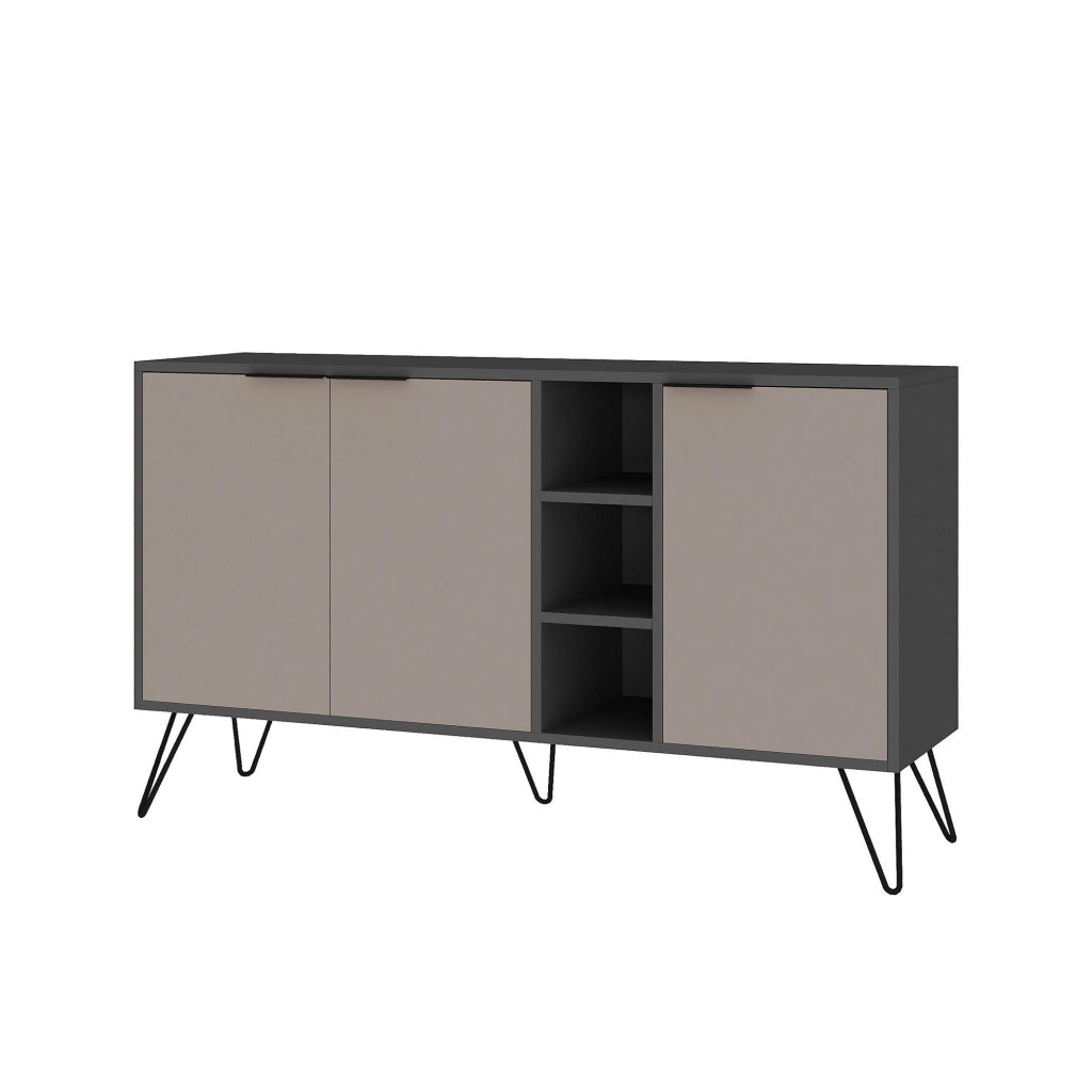 Credenza in legno "Clara" - 142 x 36 x 83 cm - Marrone moka chiaro