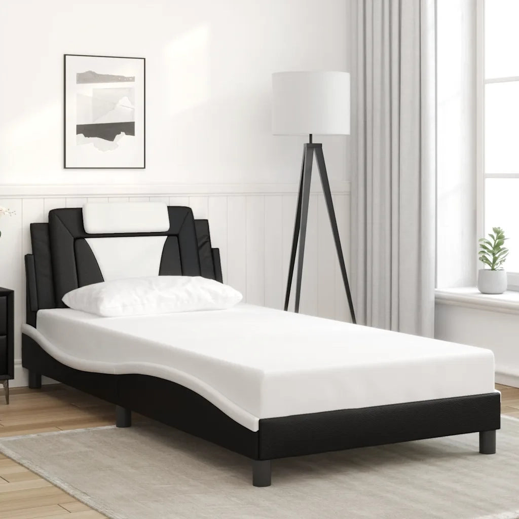 Giroletto con Testiera Nero e Bianco 100x200 cm in Similpellecod mxl 91117