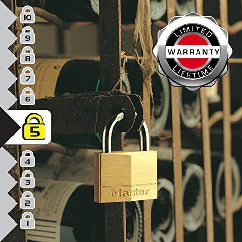 MASTER LOCK 140EURSIX Lucchetto in Ottone Massiccio 40 mm 4 Pin Chiave Stessa Chiusura 6 Pezzi colore Oro