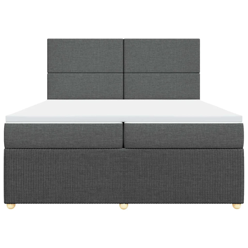 Giroletto a Molle con Materasso Grigio Scuro 200x200 cm Tessuto