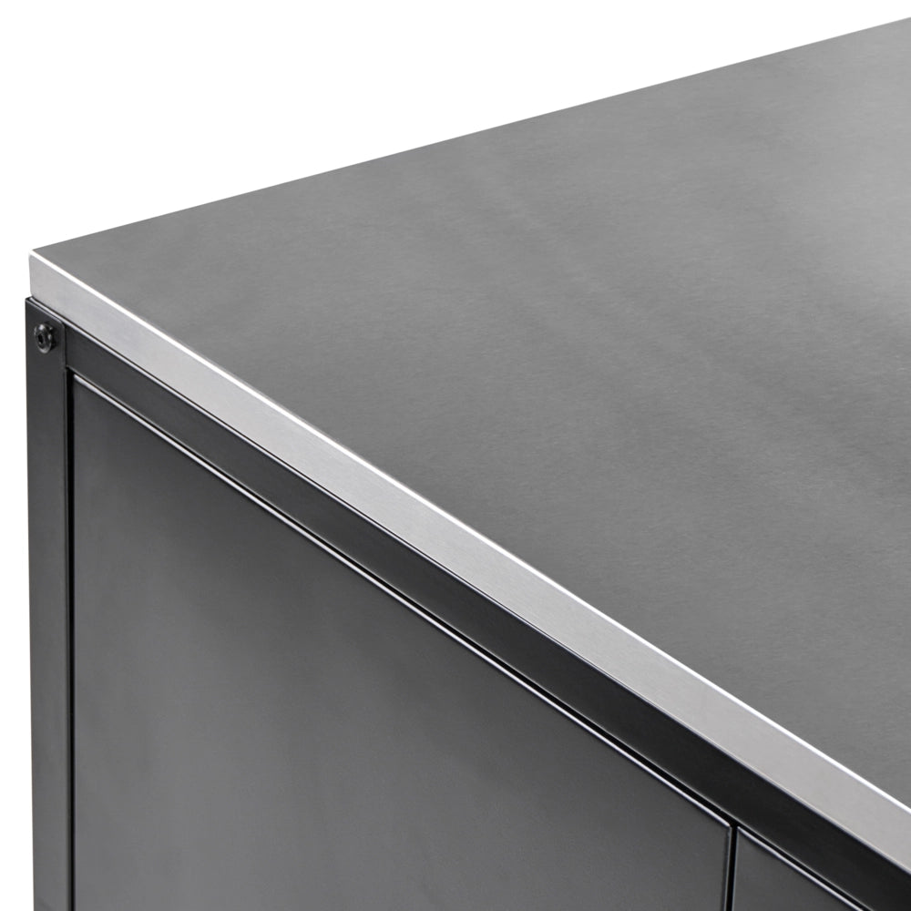 Armadietto da giardino in acciaio inox di colore nero con 3 ante giardino cucina esterno
