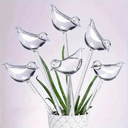 Set di irrigazione automatica per piante - 6 pezzi - Disegno uccellino - Apparecchio per acqua vetroso - Per interni/esterni - Accessorio per giardino - Sistema di irrigazione automatico per piante