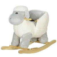 Cavallo a Dondolo per Bambini 18-36 Mesi a Forma di Pecorella con Suoni e Rivestimento Morbido, Grigio