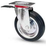 Trade Shop - Ruota In Gomma Con Piastra Girevole Con Freno Avo Flange In Acciaio -    -100 Mm   -