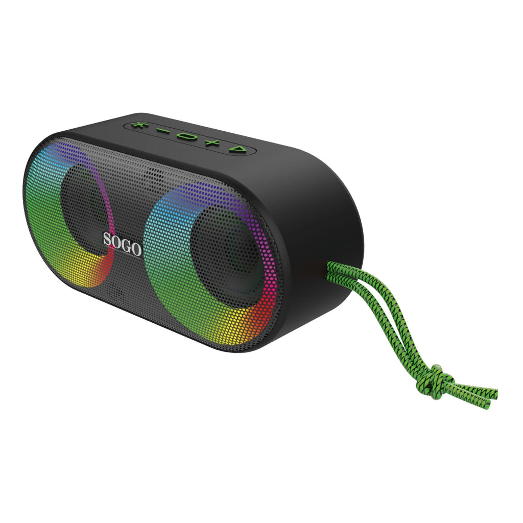 Altoparlante Bluetooth portatile con luci LED RGB, 4W, 10h autonomia, funzione TWS stereo, microfono vivavoce - SOGO