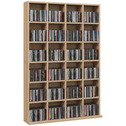 Mobile Porta CD con Ripiani Regolabili per 456 CD o 336 DVD. 24 Scomparti. 89x20x130.5 cm. Legno