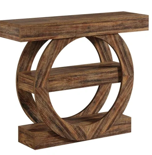 Tavolo consolle rustico a 3 ripiani in legno, 105 cm