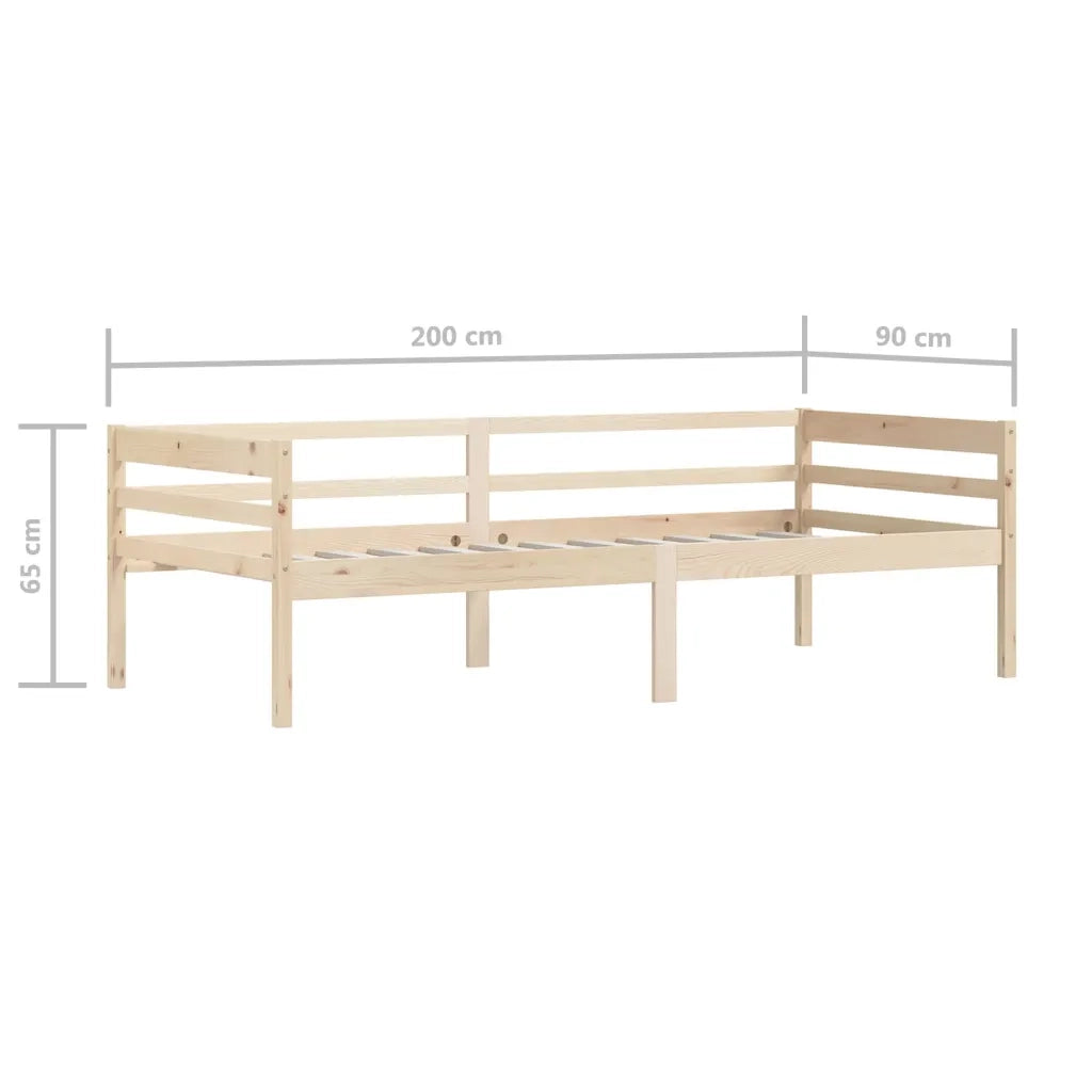 Letto singolo | Letto per adulti | Giroletto senza Materasso 90x200 cm in Legno Massello di Pino