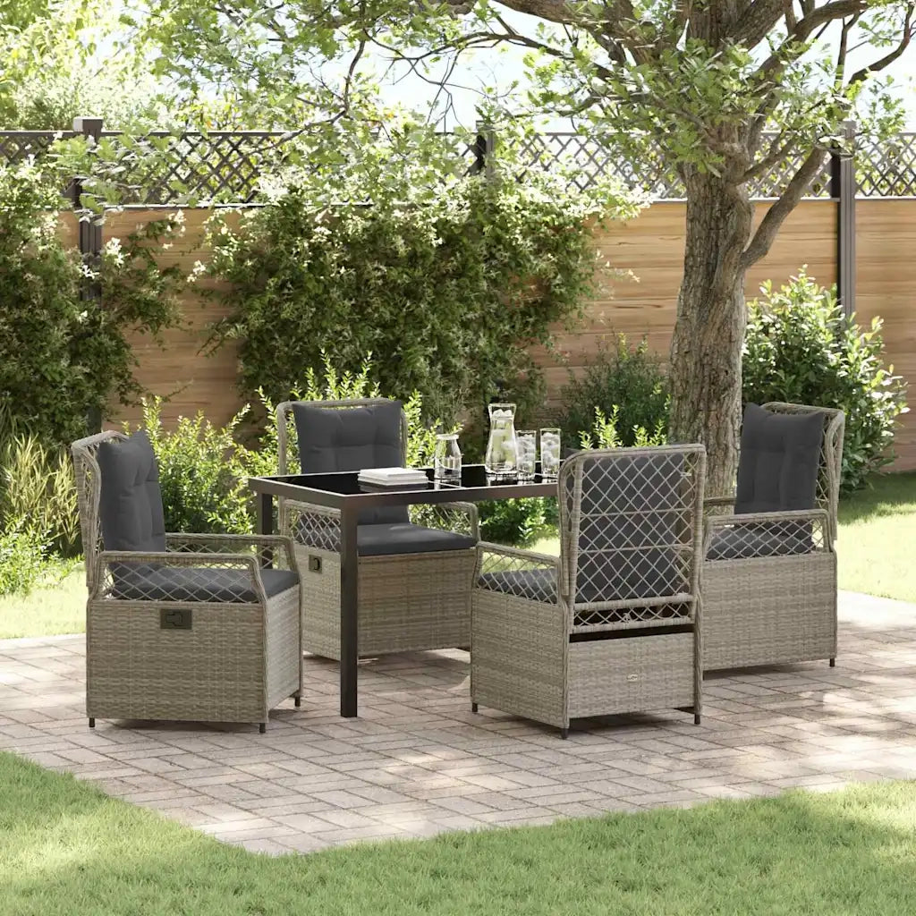 Set da Pranzo per Giardino 5 pcs Grigio chiaro polyrattan 3381018