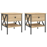 Set di 2 Comodini | Armadio da Notte | Mobiletto da notte Rovere Sonoma 40x42x45 cm in Legno Multistrato