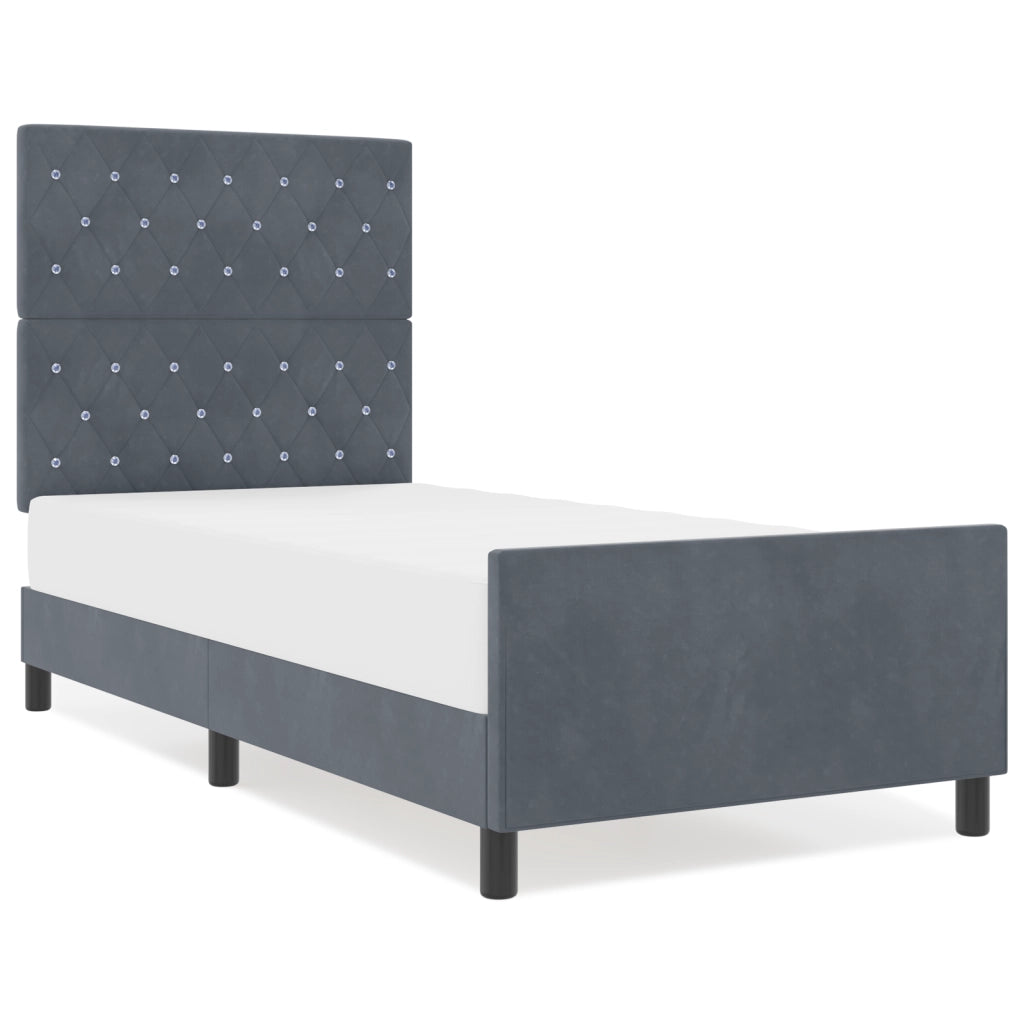 Struttura Letto Grigio Scuro 90x190 cm Velluto