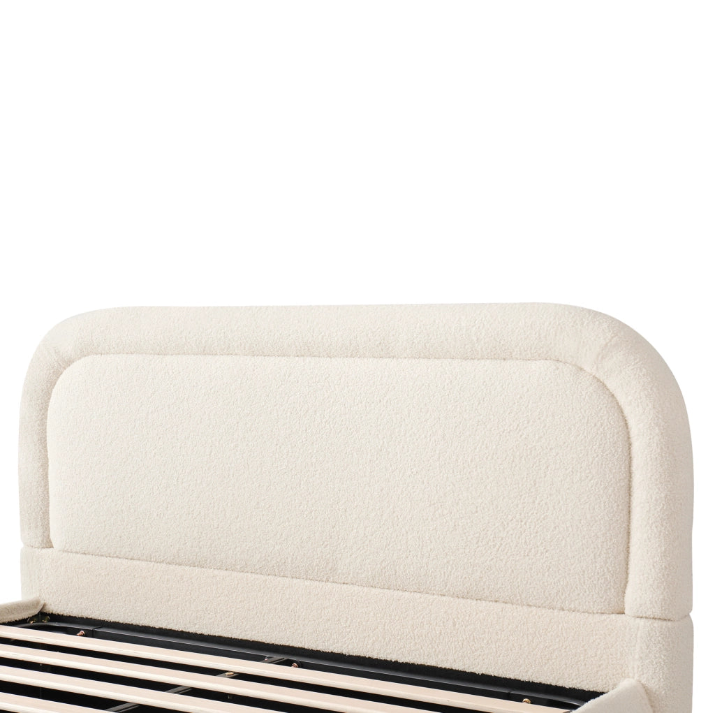 Letto con contenitore idraulico beige 207 × 157 × 97 cm