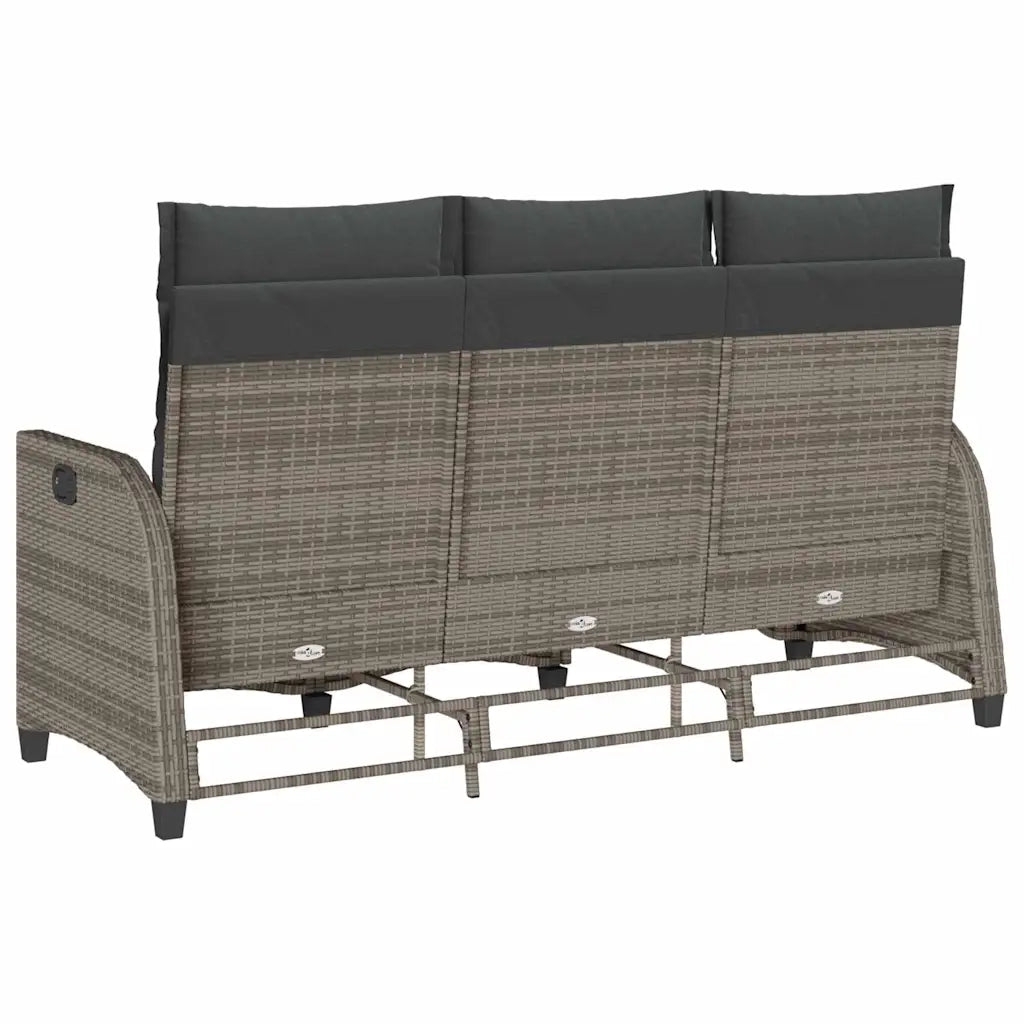Divano Giardino Reclinabile a L con Cuscini-Sofa da Giardino-Divanetto da esterno Grigio Polyrattan 629973