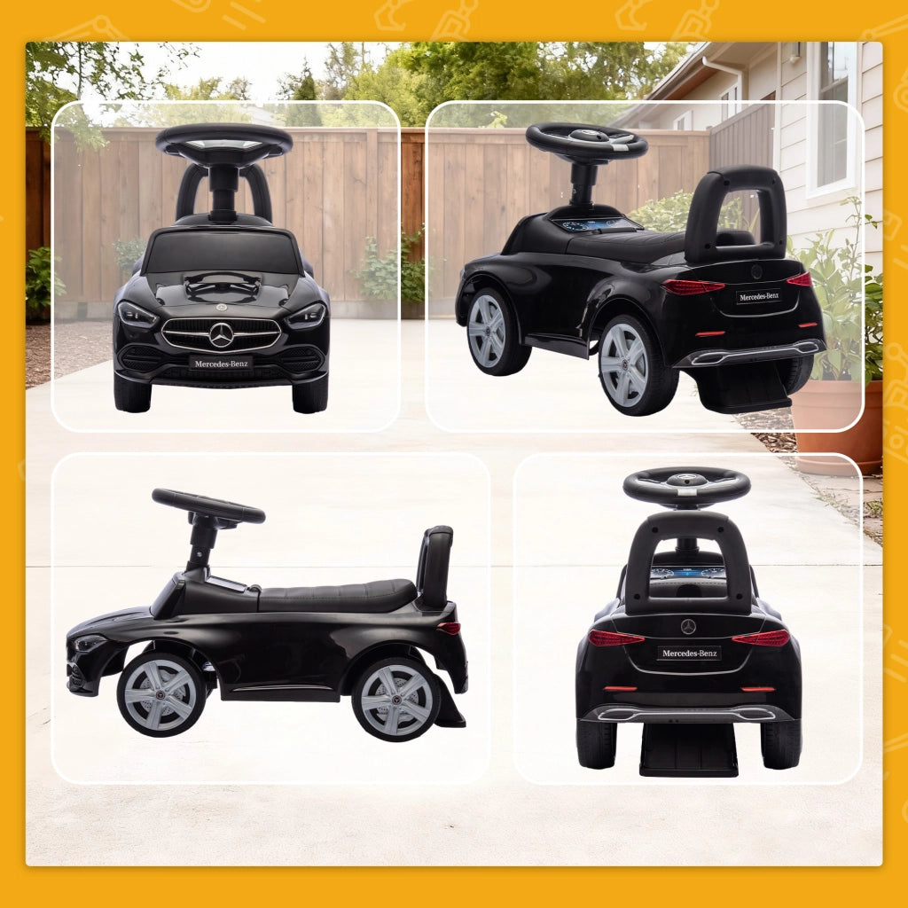 Macchina per Bambini Cavalcabile 65x28x39 cm Licenza Mercedes Benz Clacson e Spazio Portaoggetti Nero