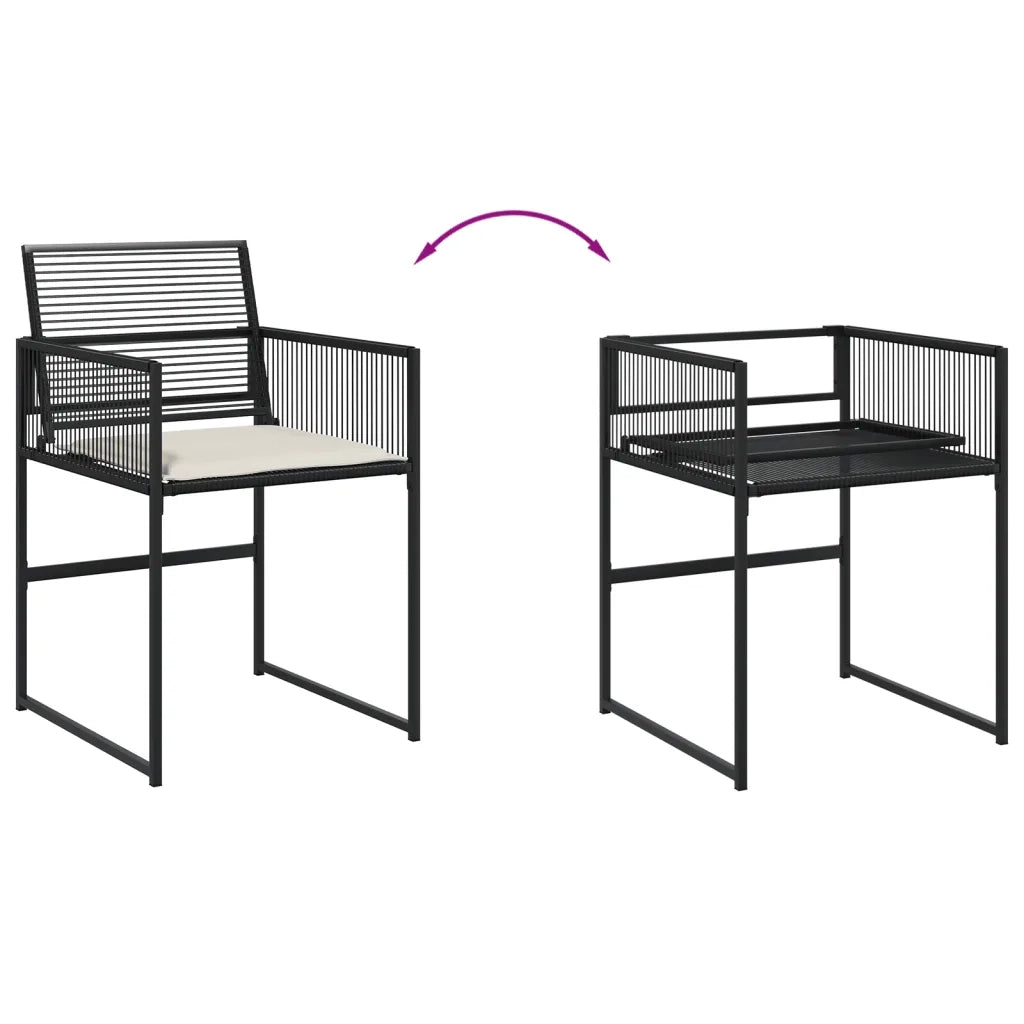 Set da Pranzo da Giardino 13pz con Cuscini Nero in Polyrattan 3295015