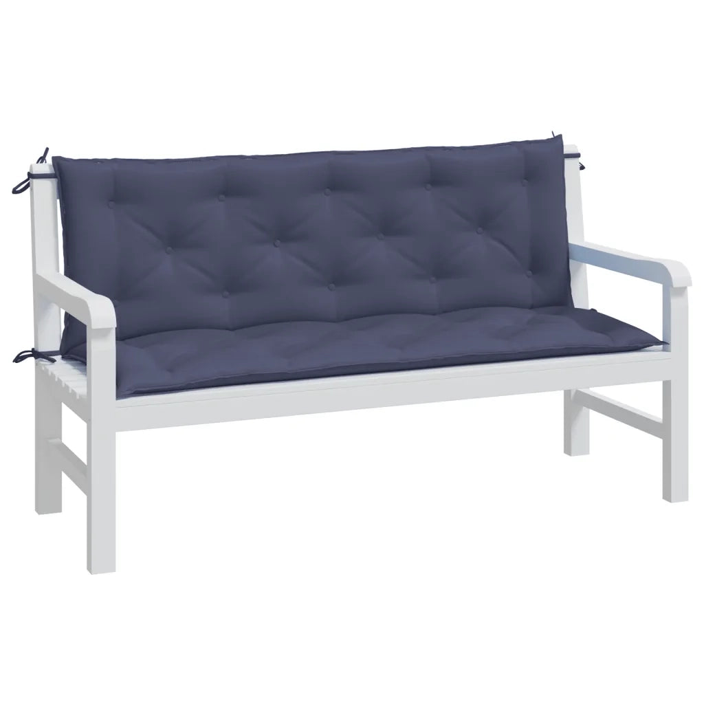 Cuscini per Panca 2 pz-Set di 2 Cuscini per panchina Blu Marino 150x50x7 cm in Tessuto Oxford