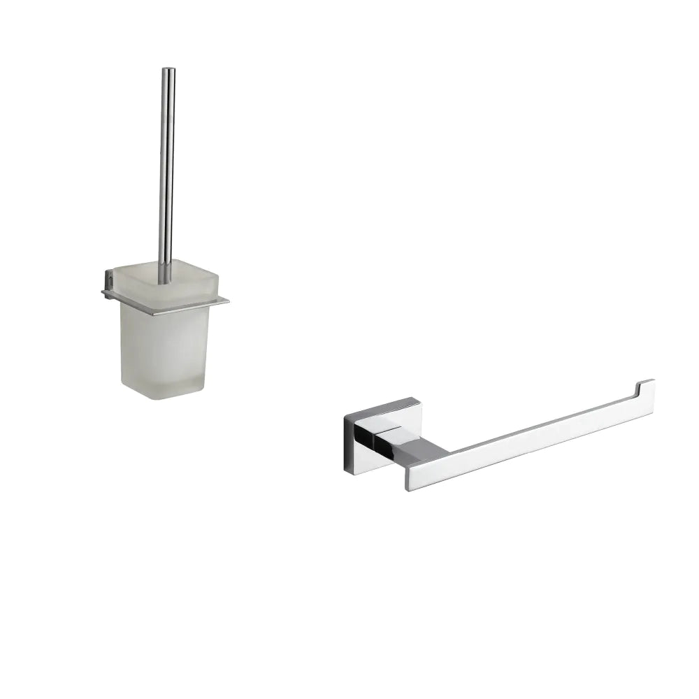 Set da bagno 2 accessori cromato: portascopino e porta rotolo | Arch