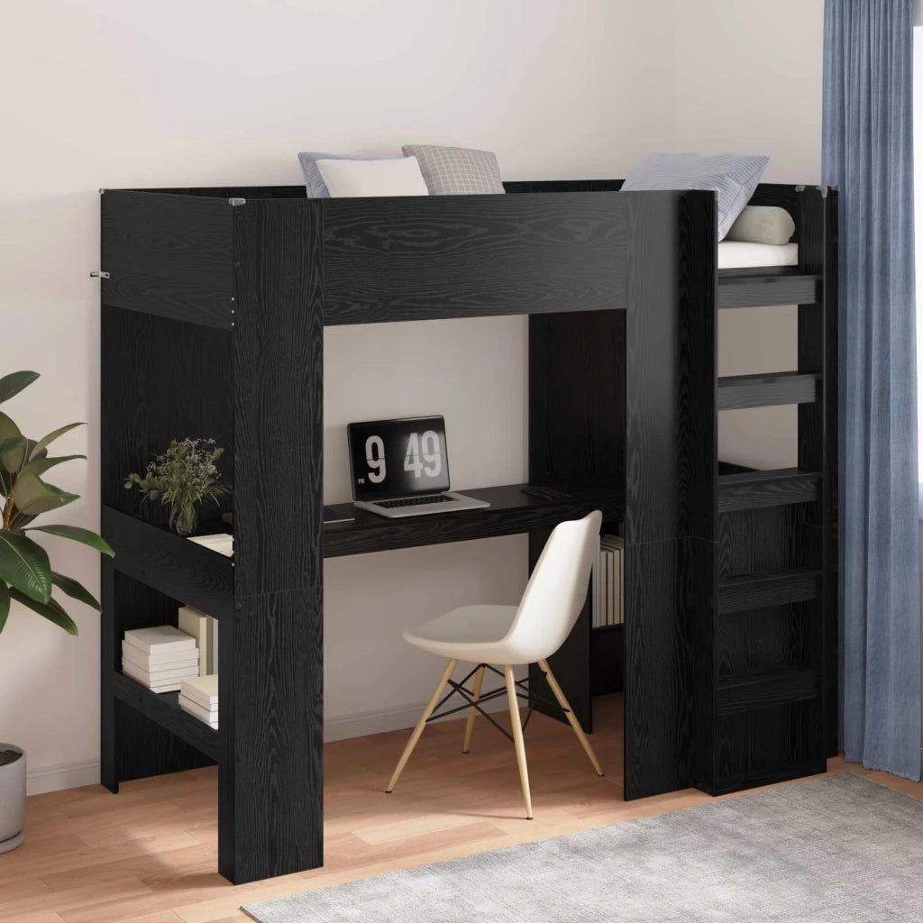 Struttura letto a castello con scrivania Rovere Nero 3410444