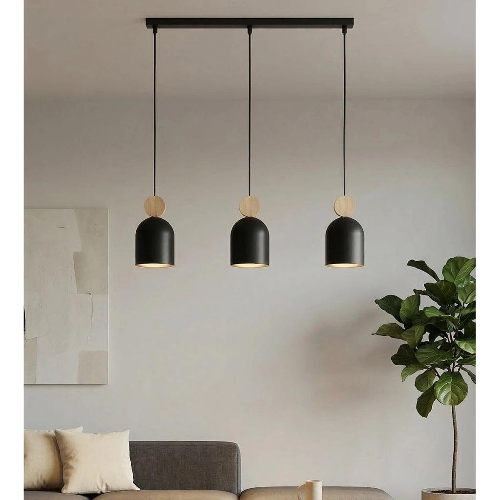 Lampada a sospensione Mesi in acciaio nero opaco