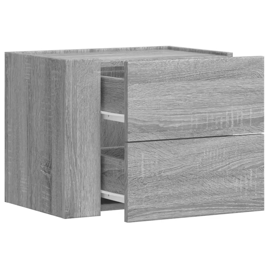Comodino a Muro-Tavolino da notte sospeso Grigio Sonoma 45x30x35 cm 570138