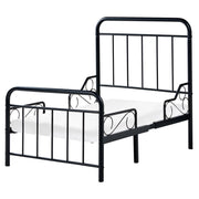 Letto estensibile in ferro per bambini 90 x 130/160/200 cm con rete a doghe nero stile moderno