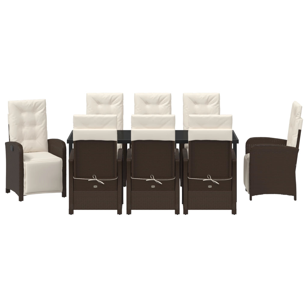 Set da Pranzo per Giardino  con Cuscini Marrone in Polyrattan